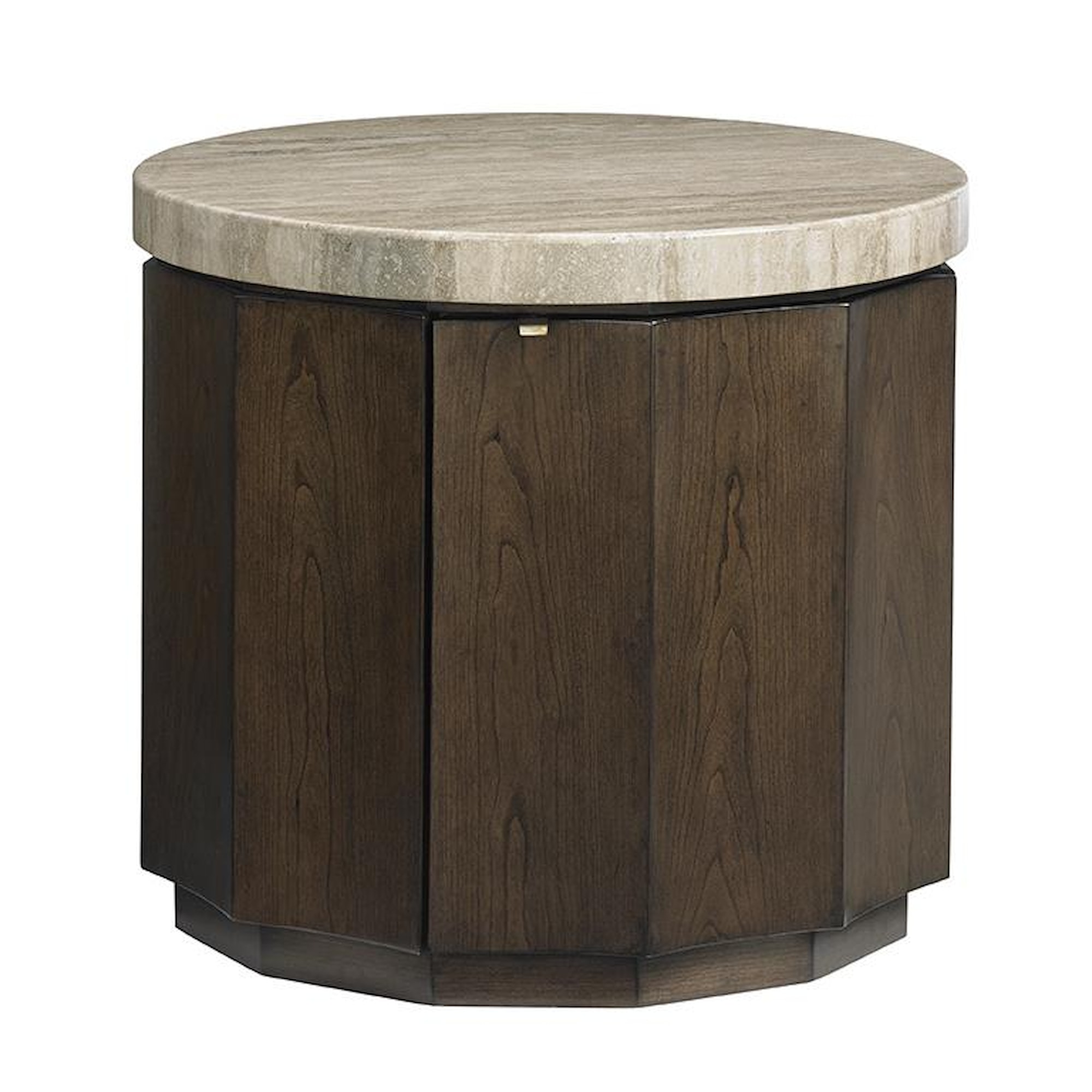 Lexington LAUREL CANYON 721950 Glendora Drum Table with Travertine Top